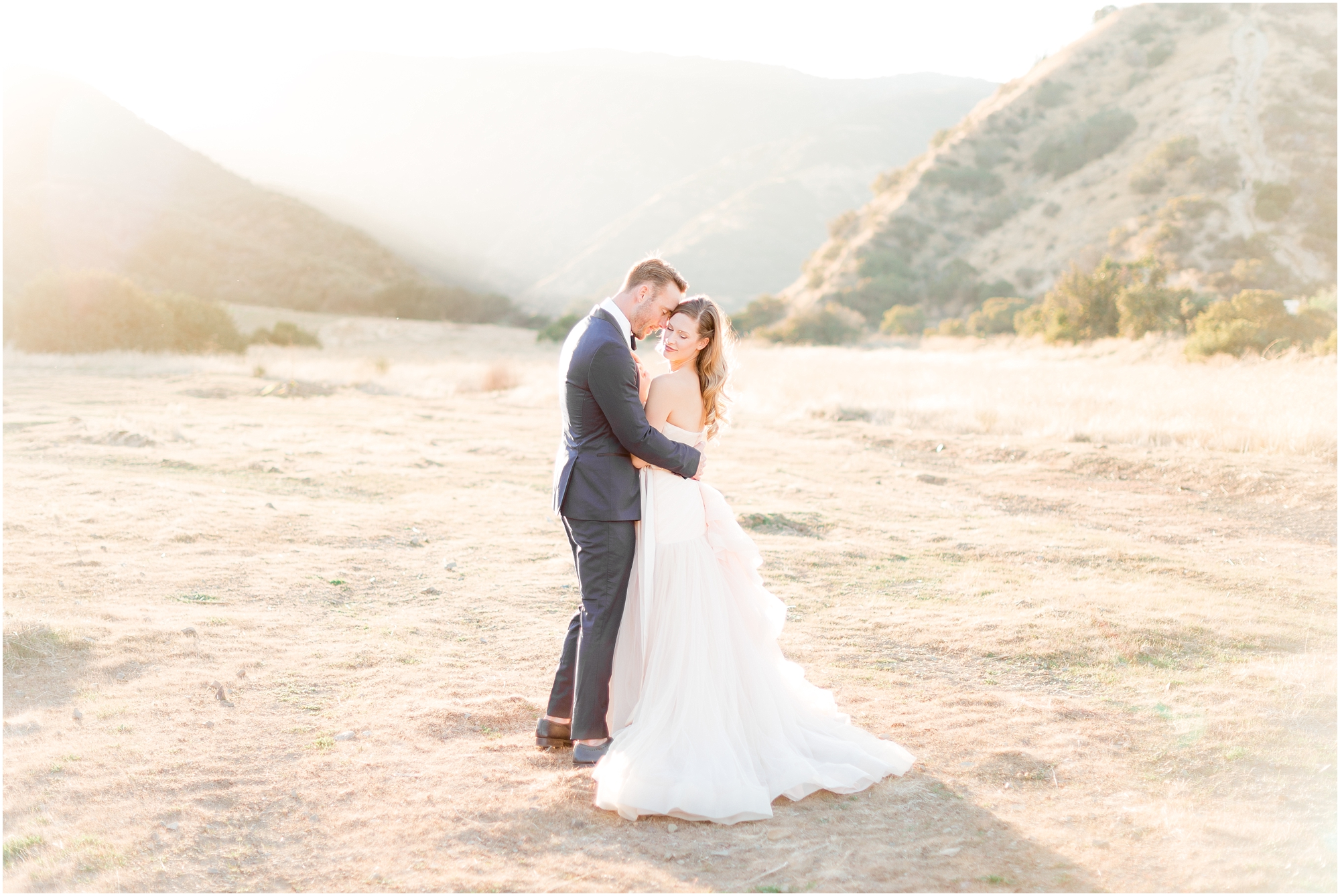 Wedding Photographer in temecula | bride and groom poses at sunset