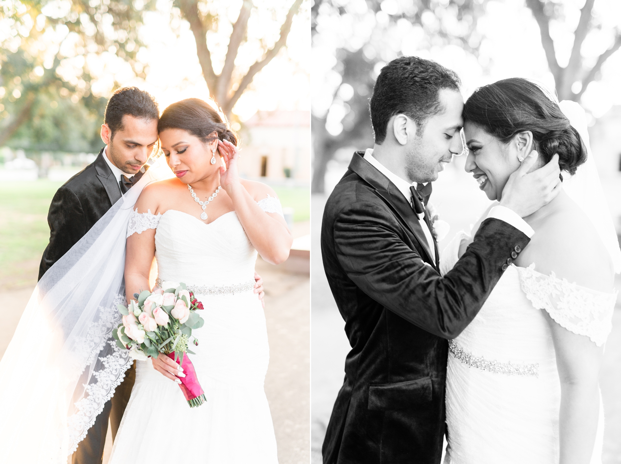 Romantic bride and groom poses