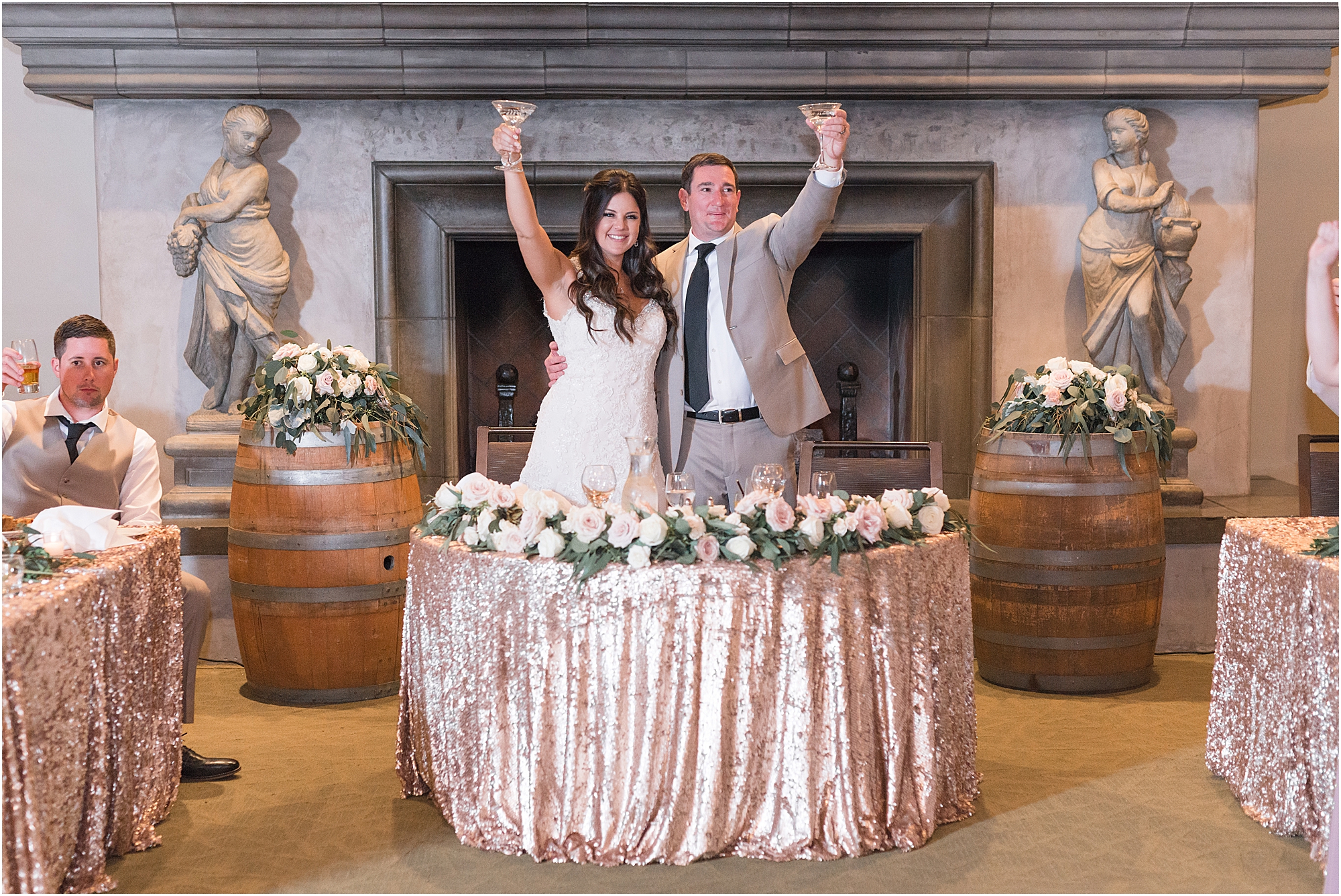 rose gold Wedding reception in a lodi wedding venue 