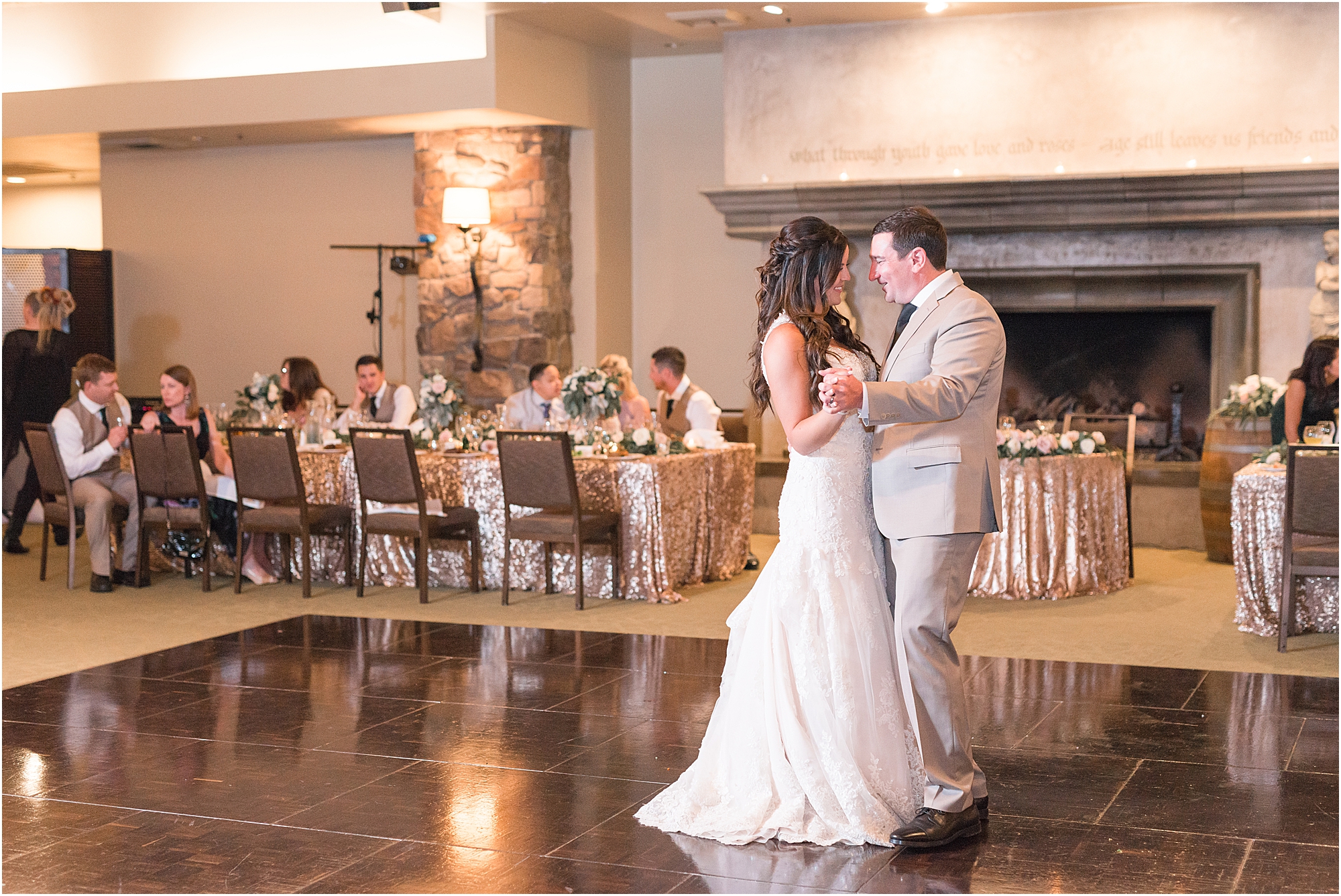 A couples first dance in a lodi wedding venue 