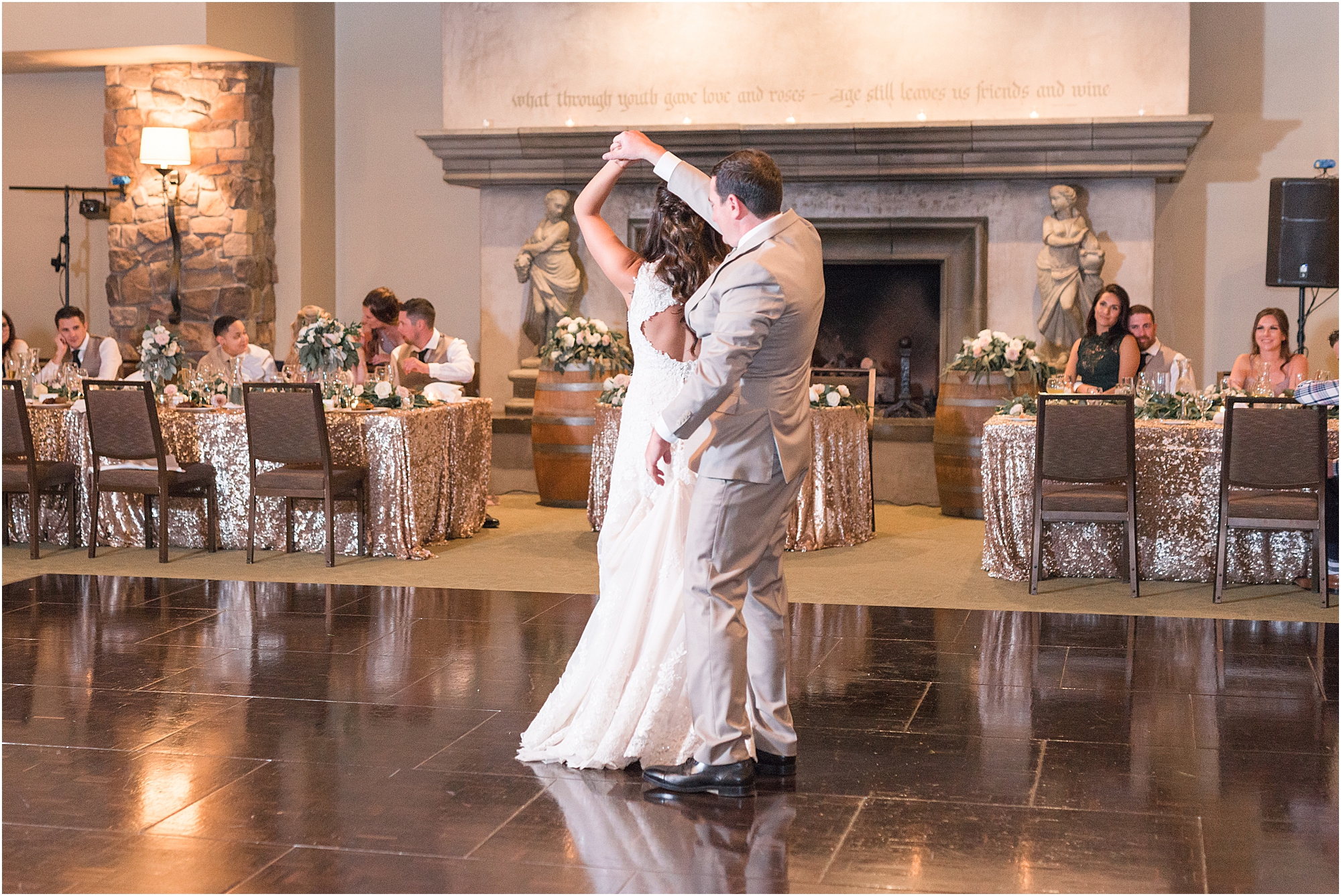 A couples first dance in a lodi wedding venue 