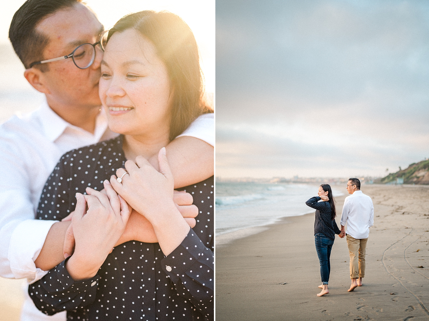 Beach Engagement Session with beautiful clouds and sunset -44.jpg