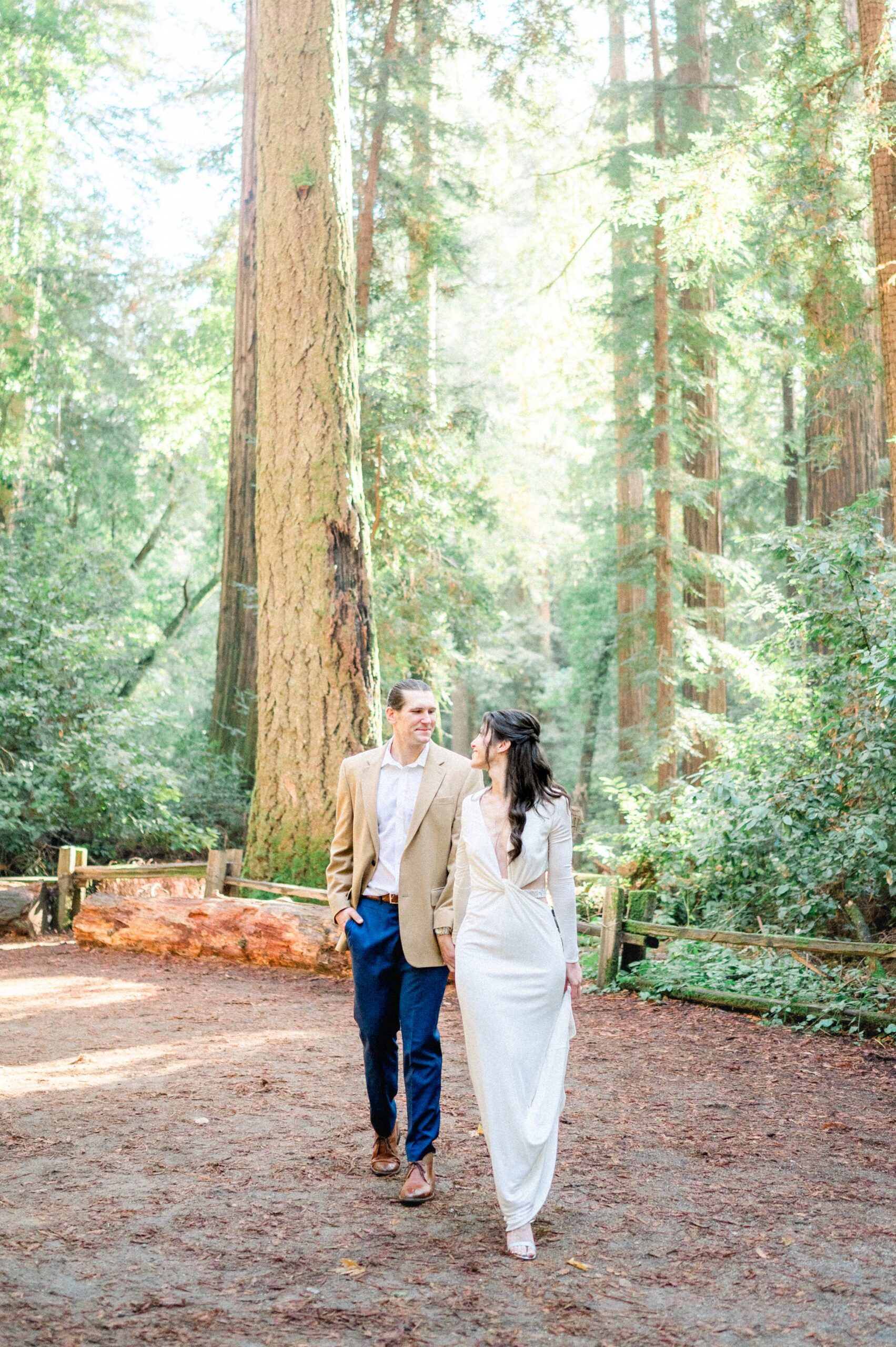 bride and groom photos in the redwoods