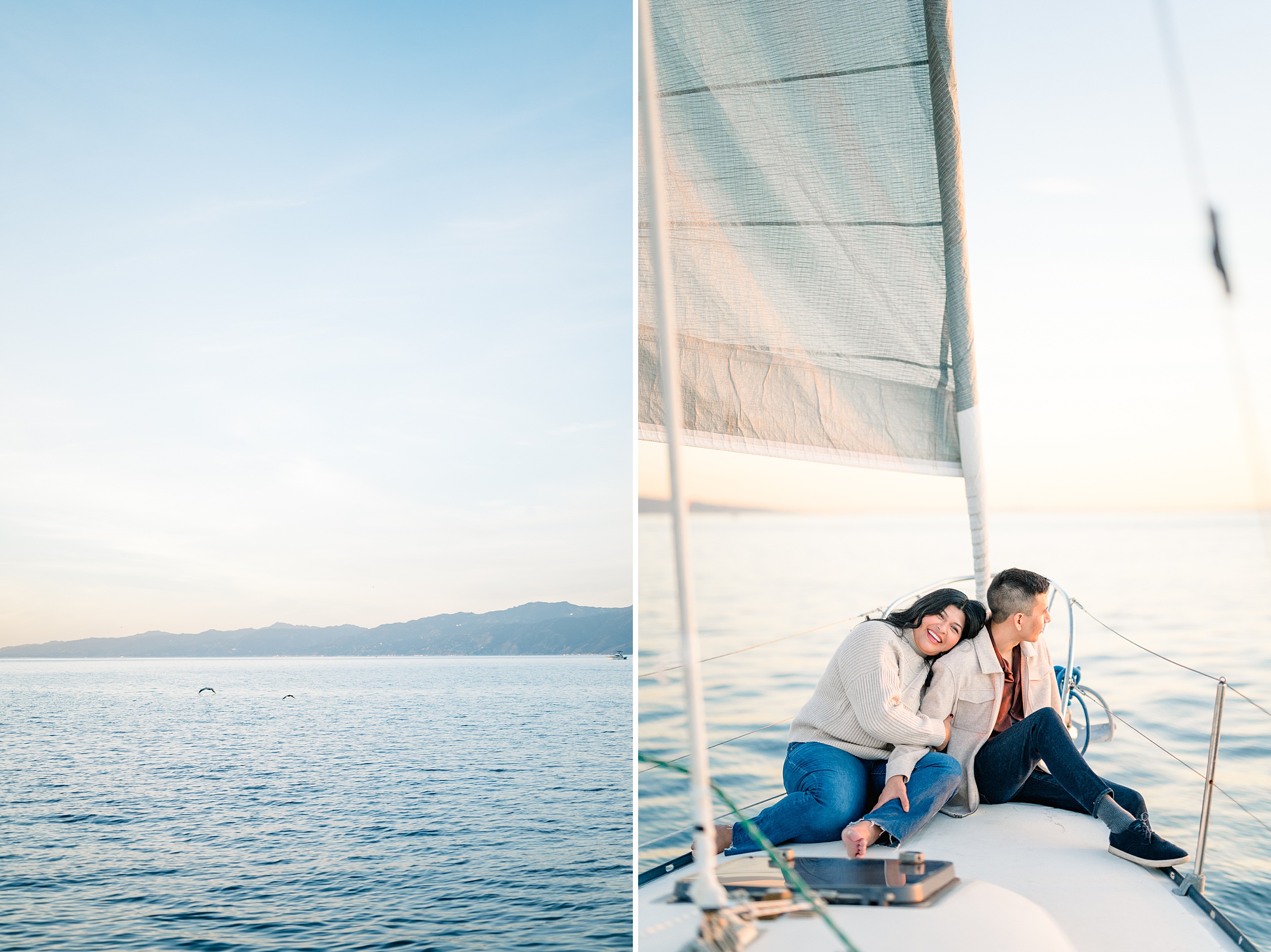 engagement photos on a sailboat