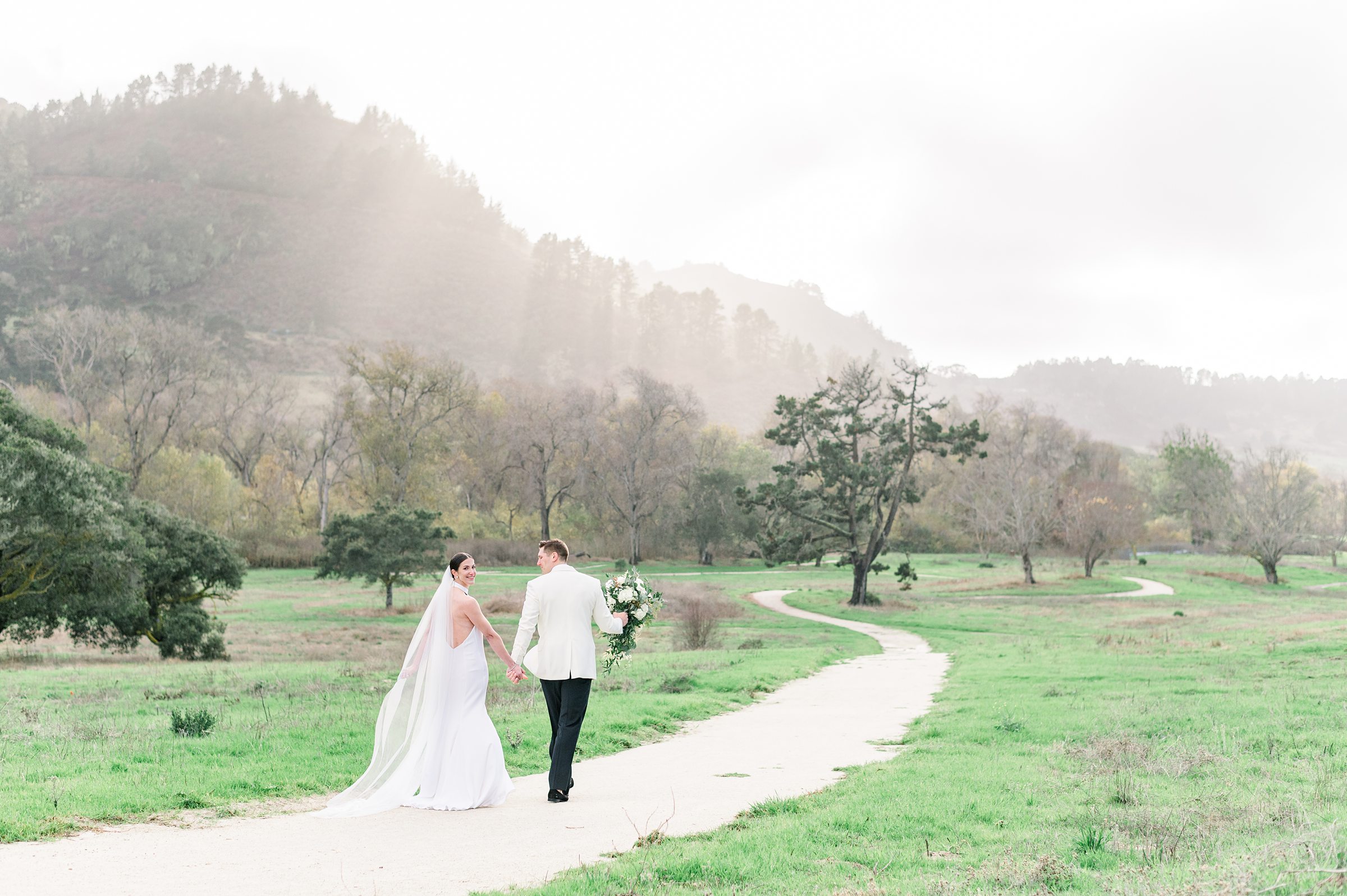 A romantic rainy wedding day in Carmel by the sea at Carmel Fields. 