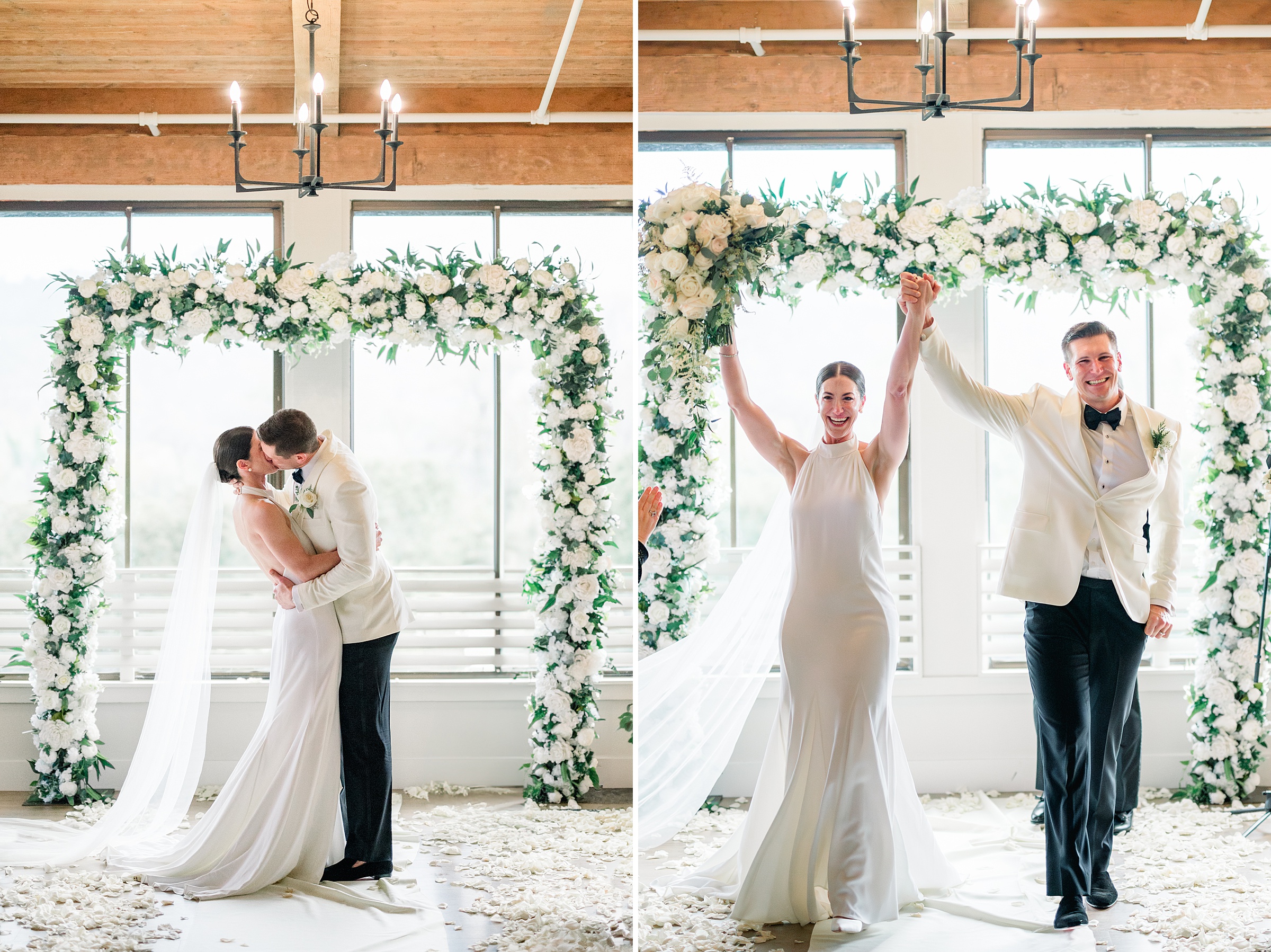 Romantic wedding ceremony | all white flowers 