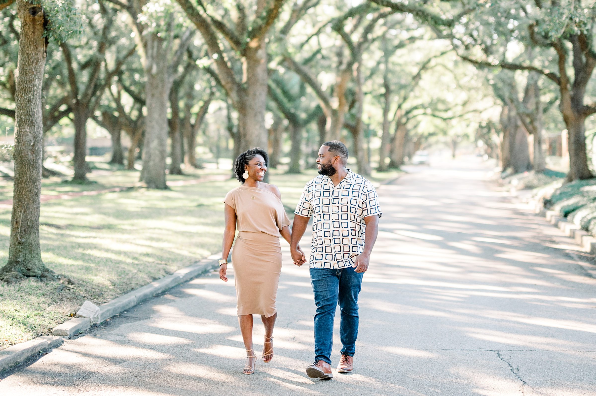 A romantic and dreamy engagement Session in at South Blvd in Houston Texas 