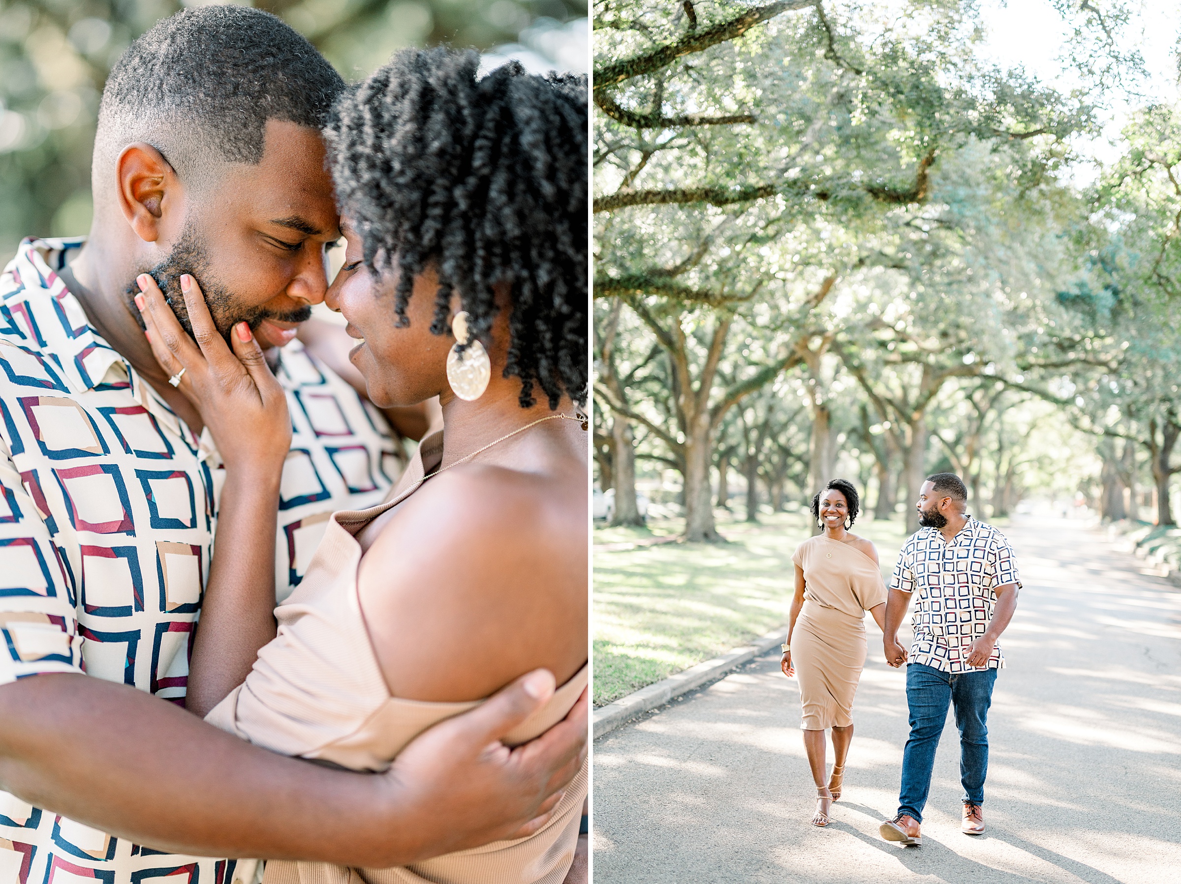 A romantic and dreamy engagement Session in at South Blvd in Houston Texas