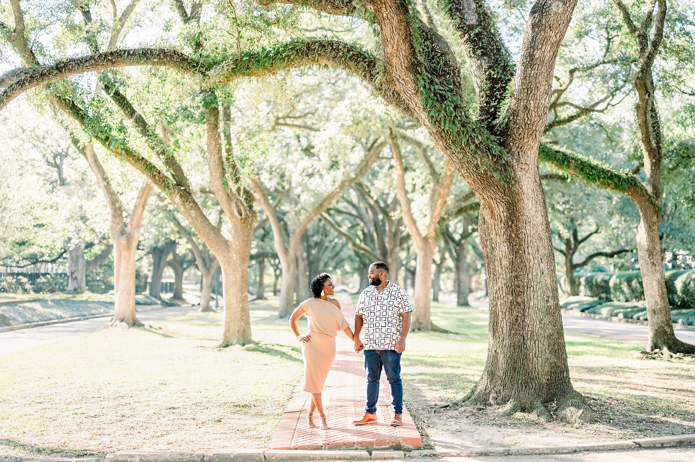 A romantic and dreamy engagement Session in at South Blvd in Houston Texas 